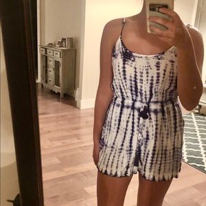 Blue & White Romper W/ Pockets